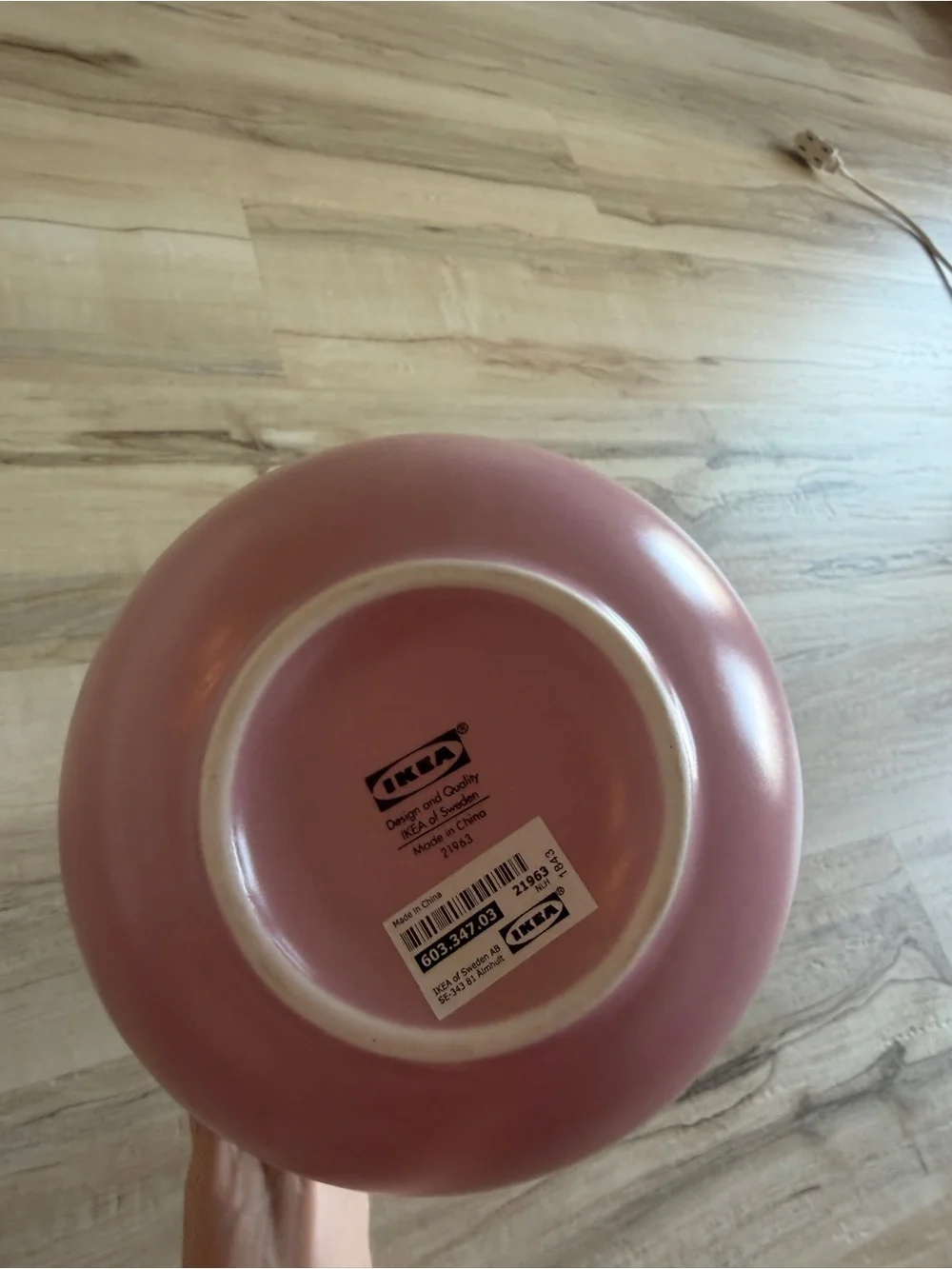 IKEA Pink Ribbed Ceramic-Style Accent Vase